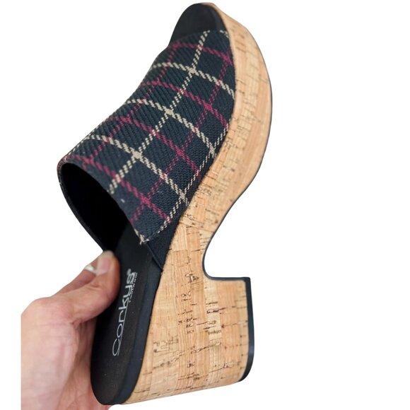 Corkys Totally Buggin Wedges in Black Plaid – Sizes 7–11 - Picture 4 of 4